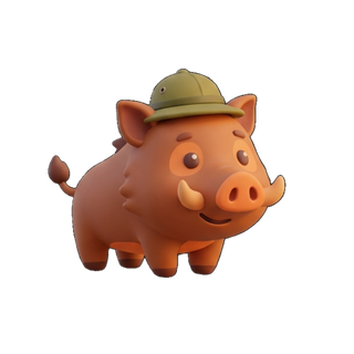 BOAR mascot, a boar in a pith helmet
