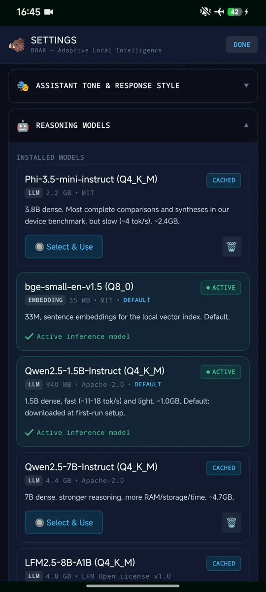 Installed models